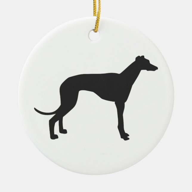 Italian Greyhound silhouette in black Keramik Ornament (Vorne)