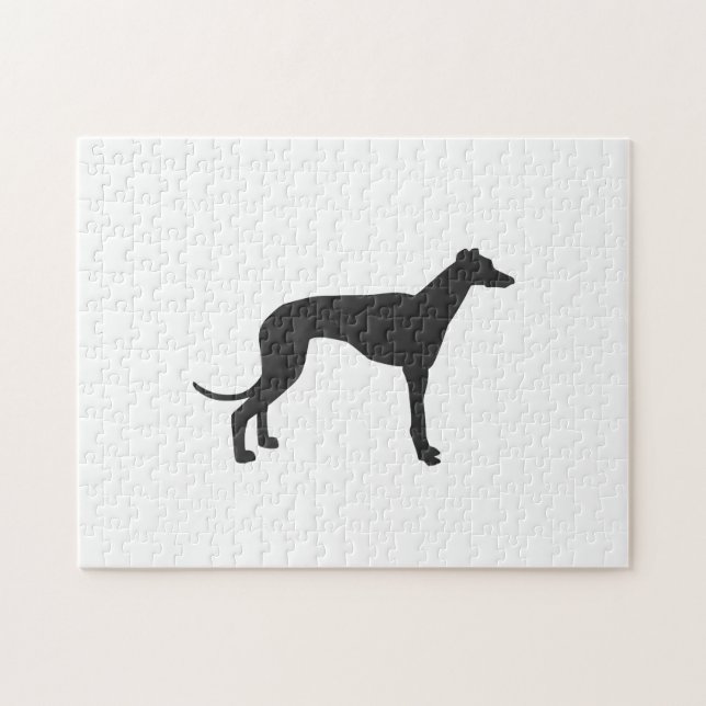 Italian Greyhound silhouette in black Puzzle (Horizontal)