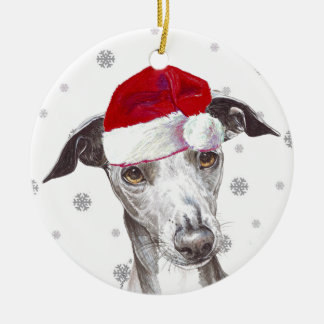 Italian Greyhound - Weihnachtsmannmütze Christmas  Keramik Ornament