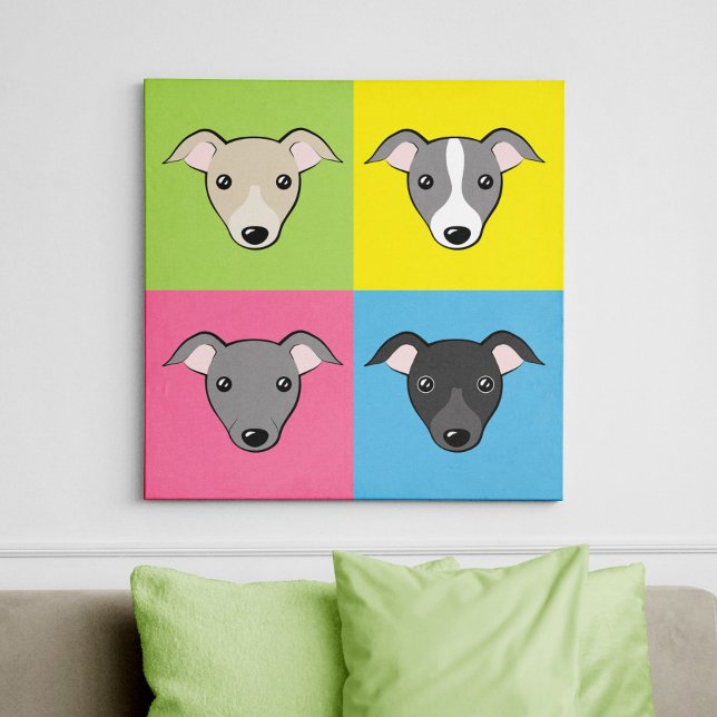 Italian Greyhound Whippet Niedlich Cartoon Pop Art Leinwanddruck (Von Creator hochgeladen)
