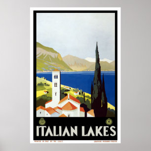 "Italian Lakes" Vintage Travel Poster