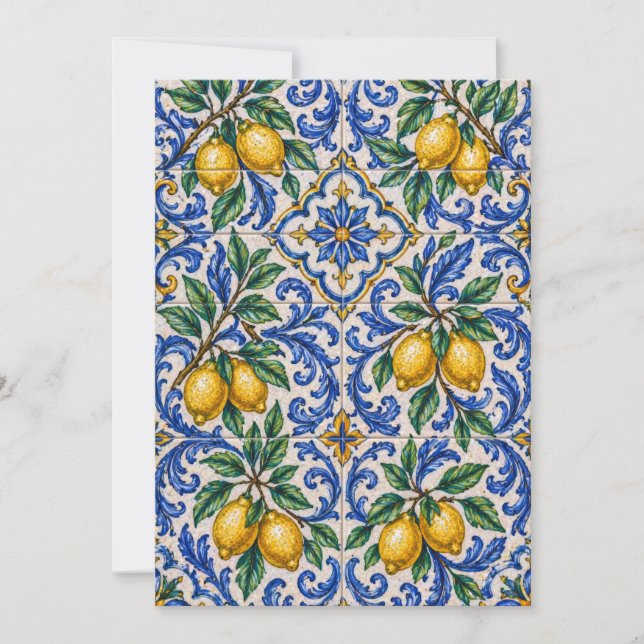 Italian Lemon Azulejo Tile Einladung (Vorderseite)