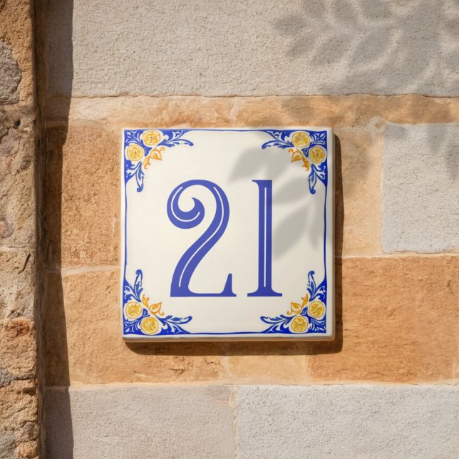 Italian Lemon Ceramic House Number Tile Fliese (Von Creator hochgeladen)