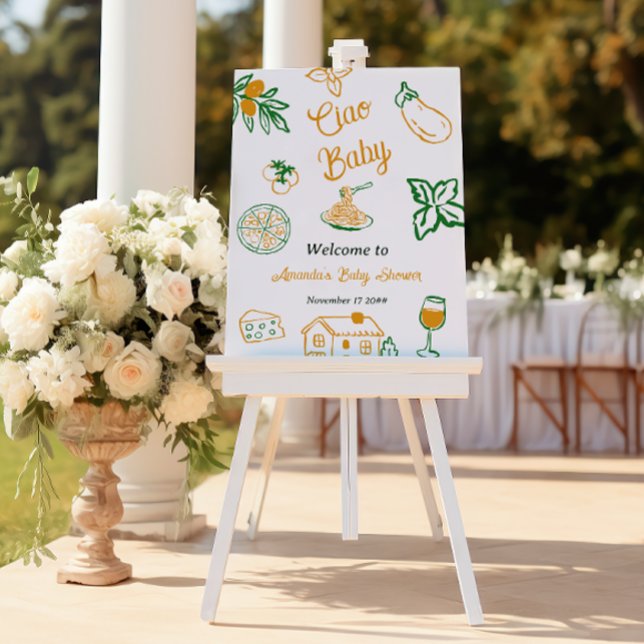 Italian Lemon Ciao Baby Pasta & Pizza Baby Shower Poster (Von Creator hochgeladen)