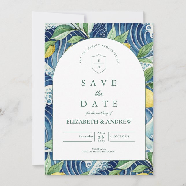 Italian Lemon Garden Wedding Save The Date (Vorderseite)