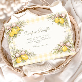 Italian Lemon Gingham Baby Shower Diapper Raffle Begleitkarte