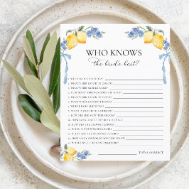 Italian Lemons Bows Who Knows the Bride Best Game