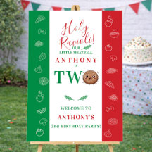 Italian Meatball 2nd Birthday Welcome Party Sign