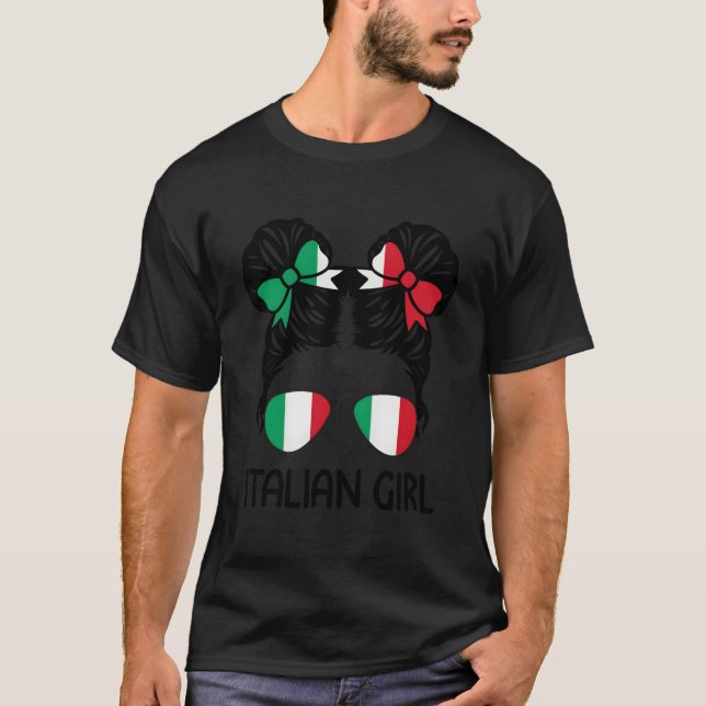 Italian Messy Hair Italy Pride Patriotic T-Shirt (Vorderseite)