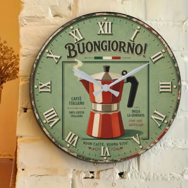 Italian Moka Pot Coffee Kitchen Decor Große Wanduhr (Von Creator hochgeladen)