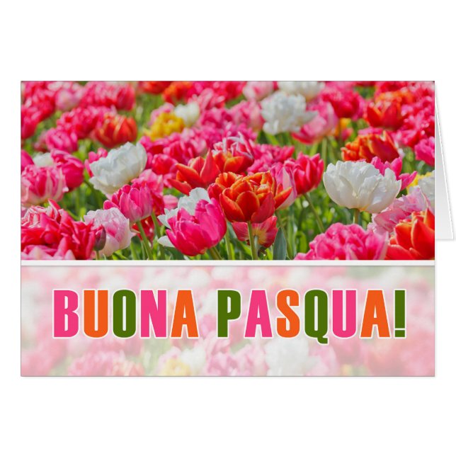 ITALIAN Oaster Joyeuses Paques Pink Tulip Garden (Vorderseite (Horizontal))