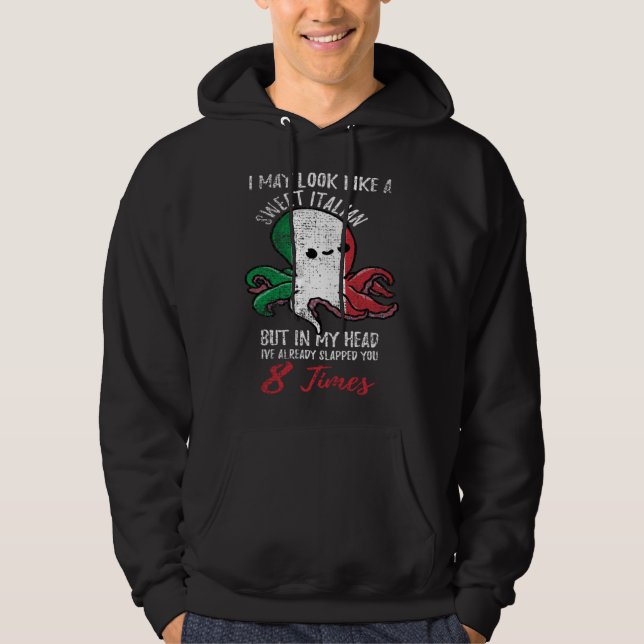 Italian Octopus Quote Italian Women Vintage Hoodie (Vorderseite)