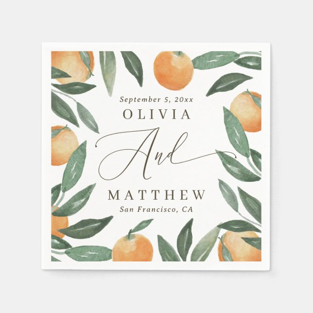 Italian Orange Wedding | Rustic Citrus Garden Serviette (Vorderseite)