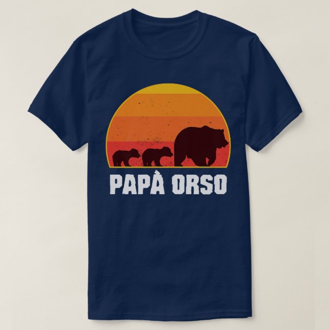 Italian Papa Bear - Dad of Twins- Papa Orso Retro  T-Shirt (Design vorne)