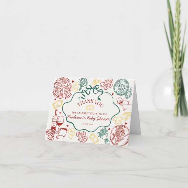 Italian Pasta Dinner Party Thank You Card  Dankeskarte (Vorderseite)