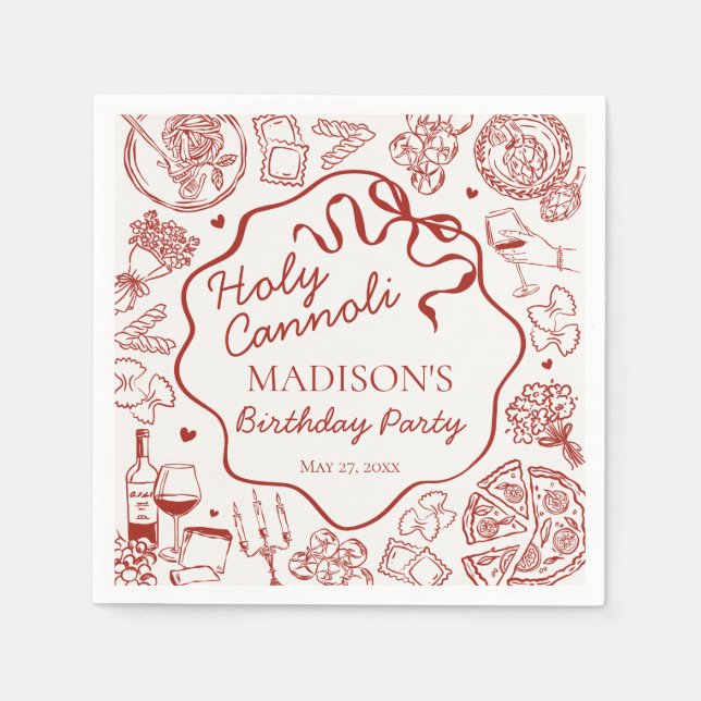 Italian Pasta Holy Cannoli Birthday Party Serviette (Vorderseite)
