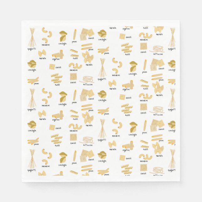 Italian Pasta Shapes & Names Pattern Serviette (Vorderseite)