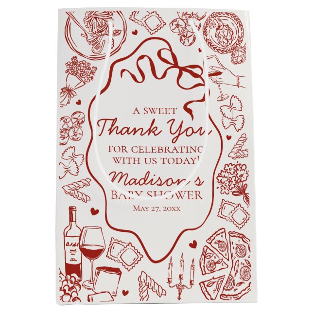 Italian Pasta Special Delivery Baby Shower Favor Mittlere Geschenktüte (Vorderseite)