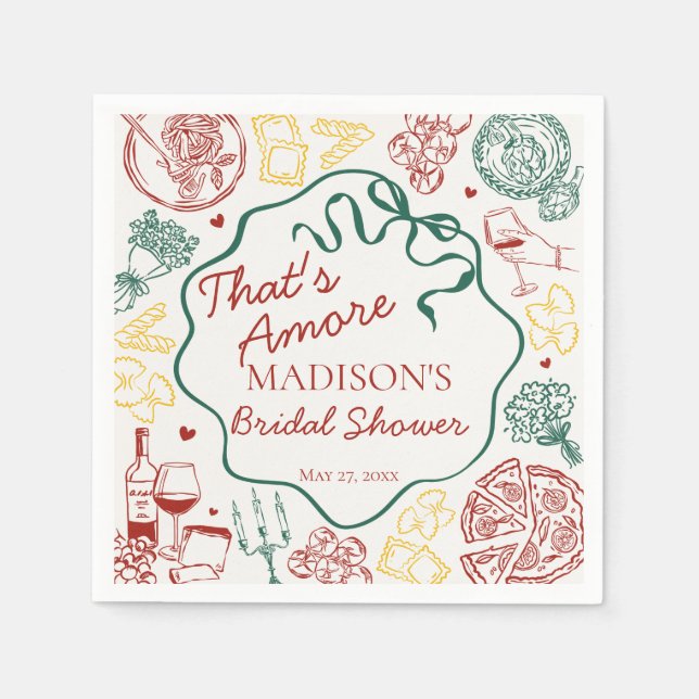 Italian Pasta Thats Amore Bridal Shower Serviette (Vorderseite)