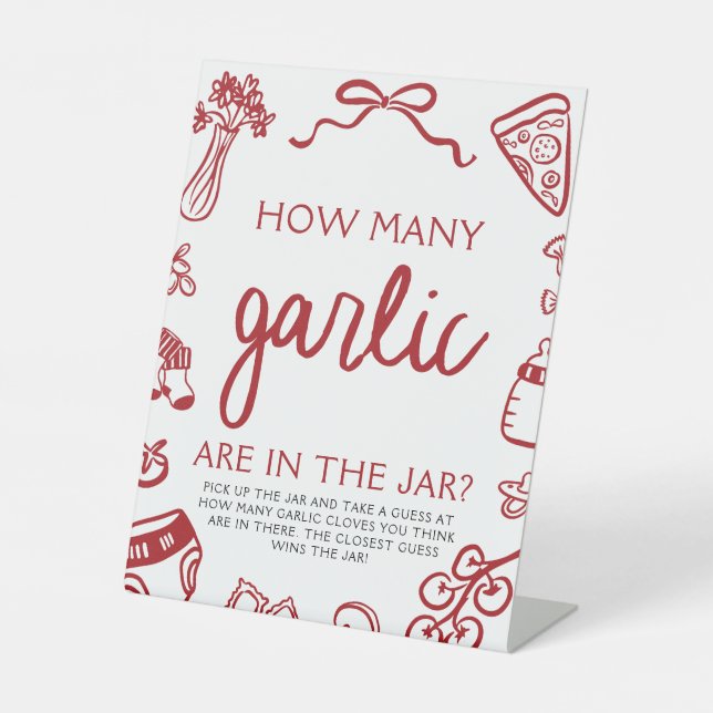 Italian Pizza Guess How Many Garlic Baby Shower  Sockelschild (Vorderseite)