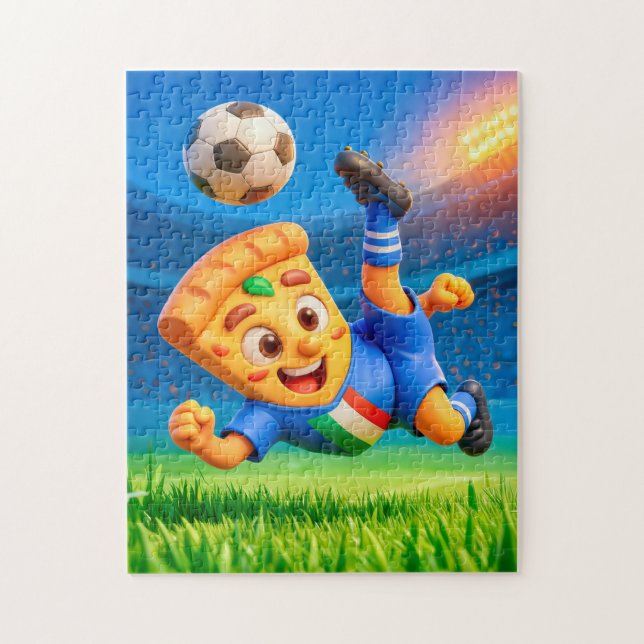 Italian pizza performing dramatic soccer bicycle k puzzle (Vertikal)