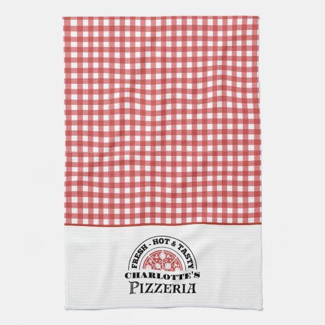 Italian Pizzeria Checkered Plaid  Geschirrtuch (Vertikal)