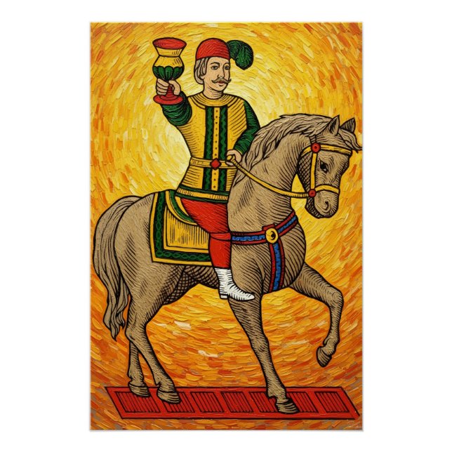 Italian Playing Cards - Cavalier of Cups, Scopa Poster (Vorderseite)
