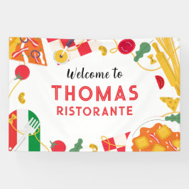 Italian Ristorante Party Birthday backdrop Banner
