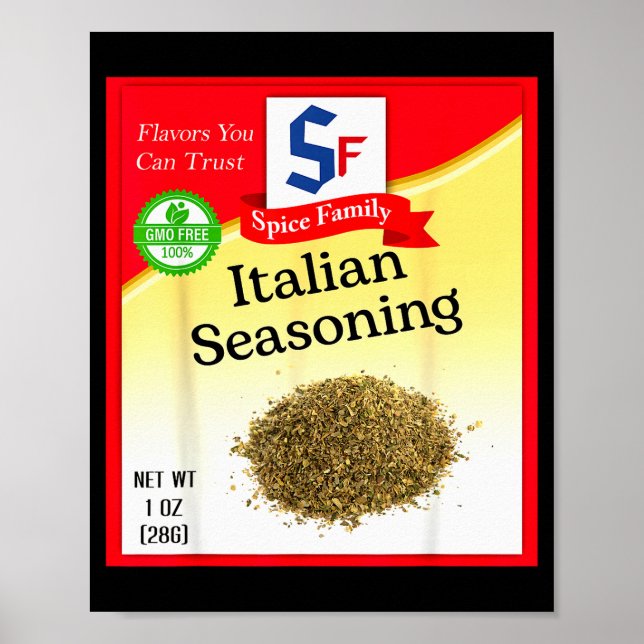 Italian Seasoning Sce Group Costume Family Matchin Poster (Vorne)
