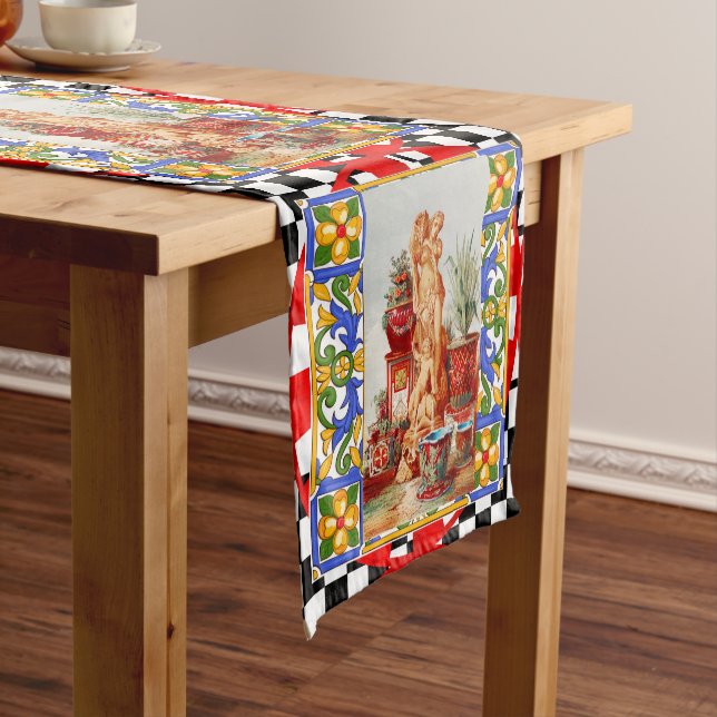 Italian,Sicilian art,maiolica,tiles,baroque art   Kurzer Tischläufer (Beispiel)