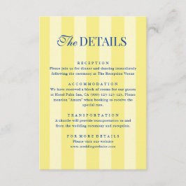 Italian Striped Blue & Yellow Wedding Details Begleitkarte