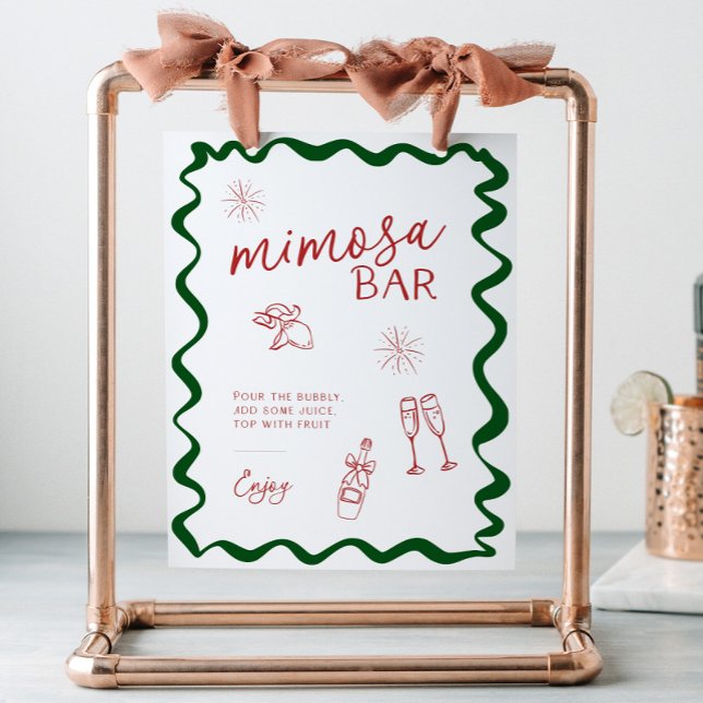 Italian That's Amore Bridal Shower Mimosa Bar Sockelschild (Mimosa Bar Sign with modern Italian colors and handdrawn illustrations)