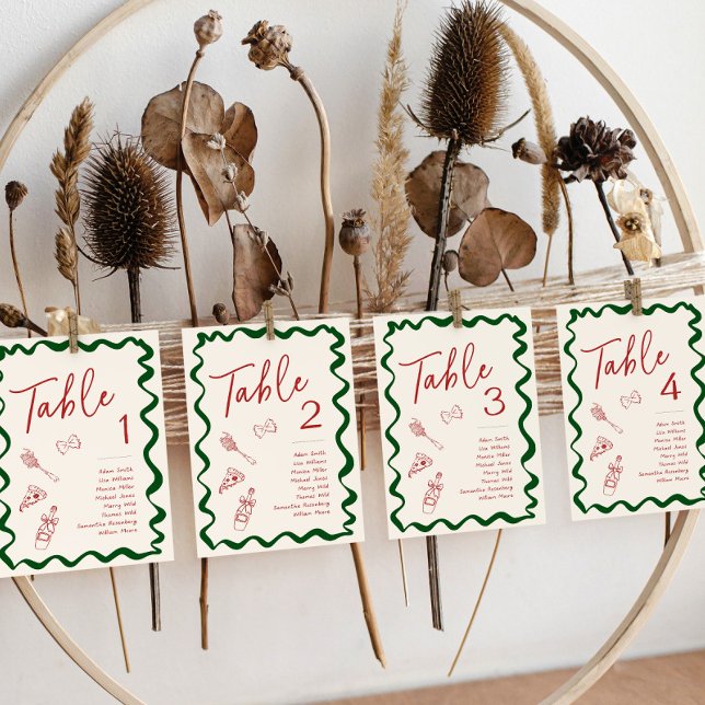 Italian That's Amore Pizza Bridal Table Number Einladung (Table Place Cards with Italian theme)