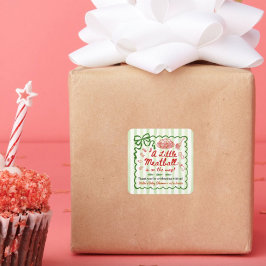 Italian Theme Baby Shower Green Bow Small Quadratischer Aufkleber