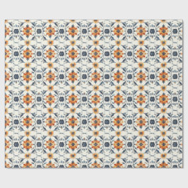 Italian Tile Gift Wrap, Terracotta Blue Pattern Geschenkpapier