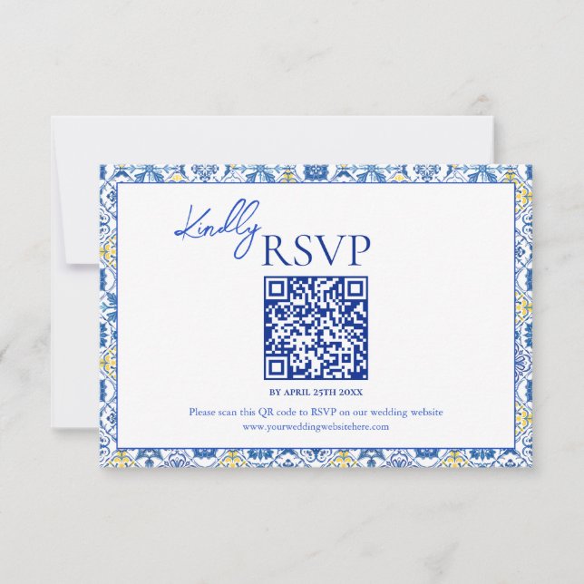 Italian Tiles La Dolce Vita Destination Wedding  RSVP Karte (Vorderseite)
