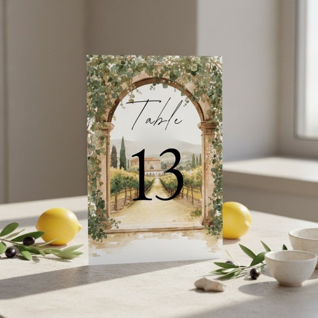 Italian Vineyard Wedding Tuscan  Tischnummer (Von Creator hochgeladen)