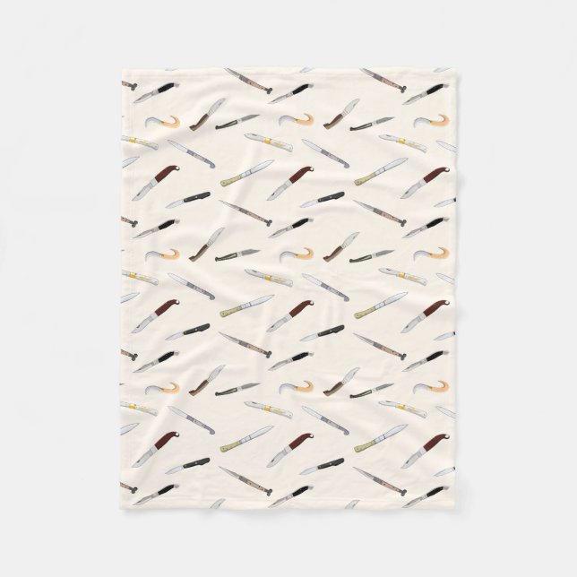 Italian Vintage Knives Illustrated Pattern Fleece  (Vorderseite)