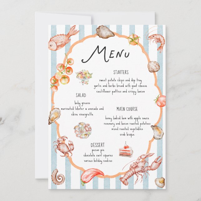 Italian Watercolor Rustic Colorful Wedding Menu Einladung (Vorderseite)