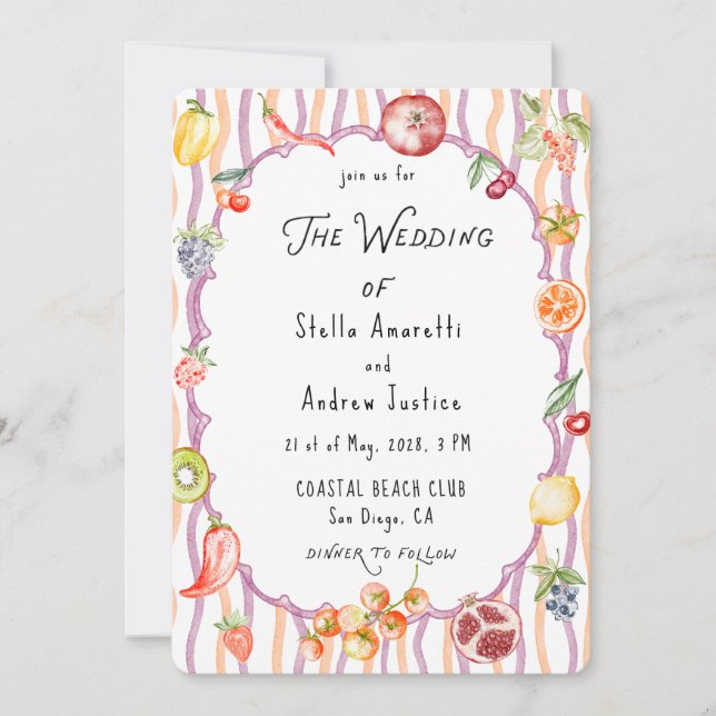 Italian Watercolor Rustic Wedding Invitation Einladung (Vorderseite)