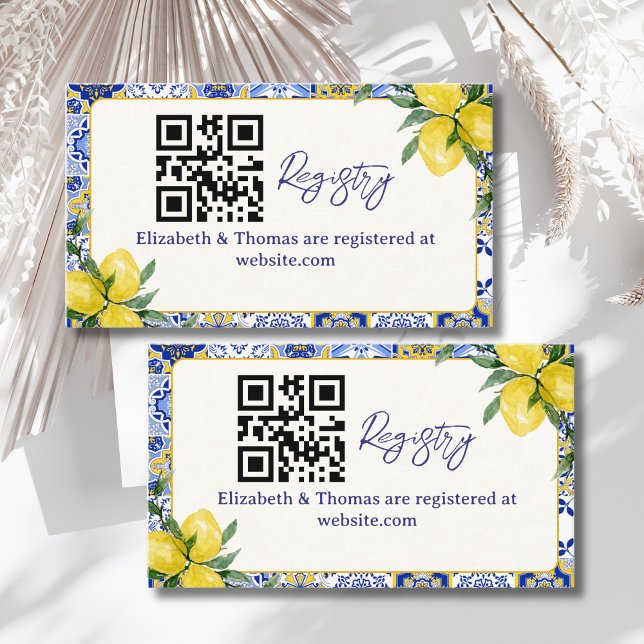 Italian watercolor tiles with lemon Bridal Shower Begleitkarte (Von Creator hochgeladen)