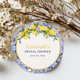 Italian watercolor tiles with lemon, Bridal Shower Geschenkanhänger