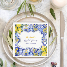 Italian watercolor tiles with lemon Bridal Shower Serviette