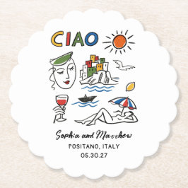 Italian Wedding Hand Drawn Amalfi Coast Modern  Untersetzer