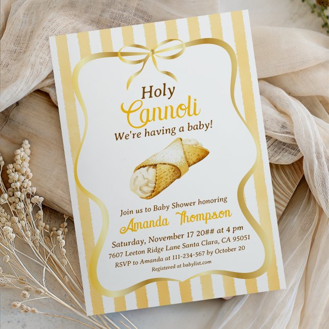 Italian Yellow Bow Sweet Holy Cannoli Baby Shower Einladung (Von Creator hochgeladen)