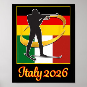 Italien 2026 Biathlon Japan Italien Flaggen 2026 W Poster