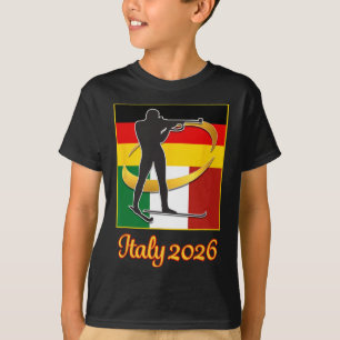Italien 2026 Biathlon Japan Italien Flaggen 2026 W T-Shirt