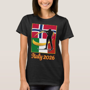 Italien 2026 Biathlon Norwegen und Italien Flaggen T-Shirt