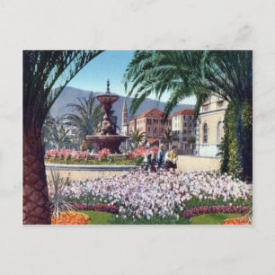 Italien, Alassio, Blume um den Brunnen Postkarte