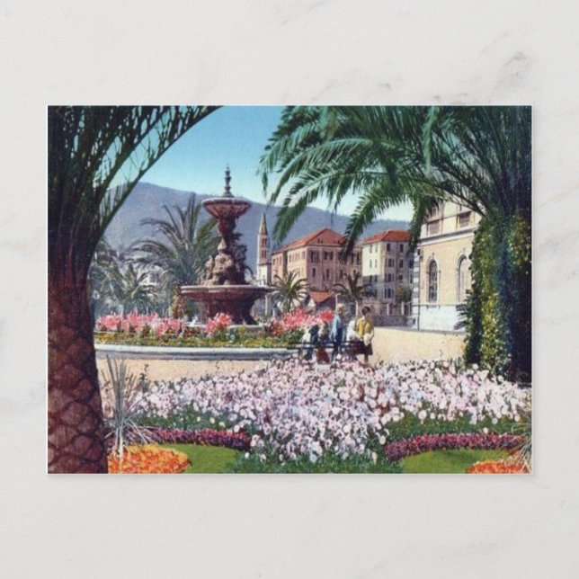 Italien, Alassio, Blume um den Brunnen Postkarte (Vorderseite)